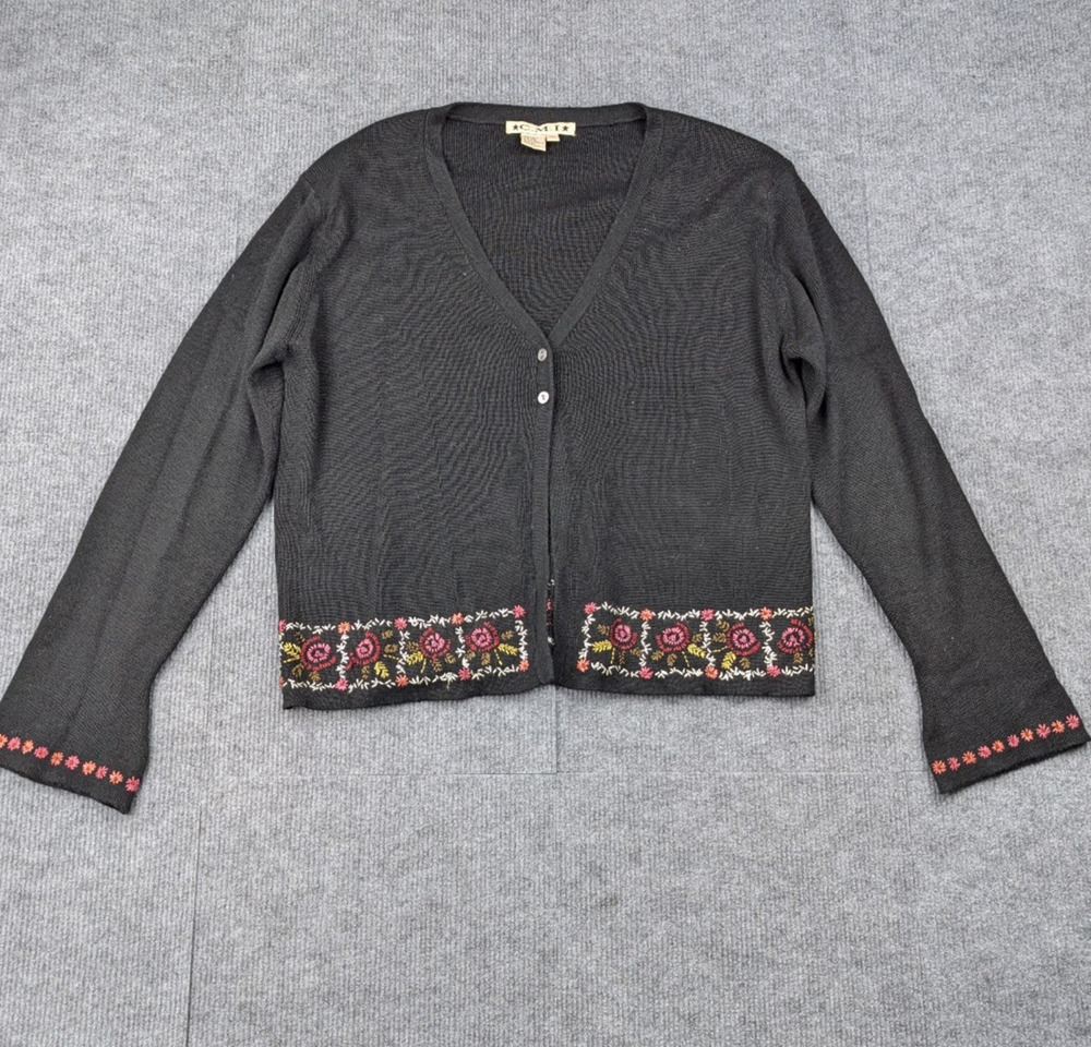 CMI Cardigan Womens XL Wool Vintage Cottagecore Phoebe Floral Garden Fairy 90s